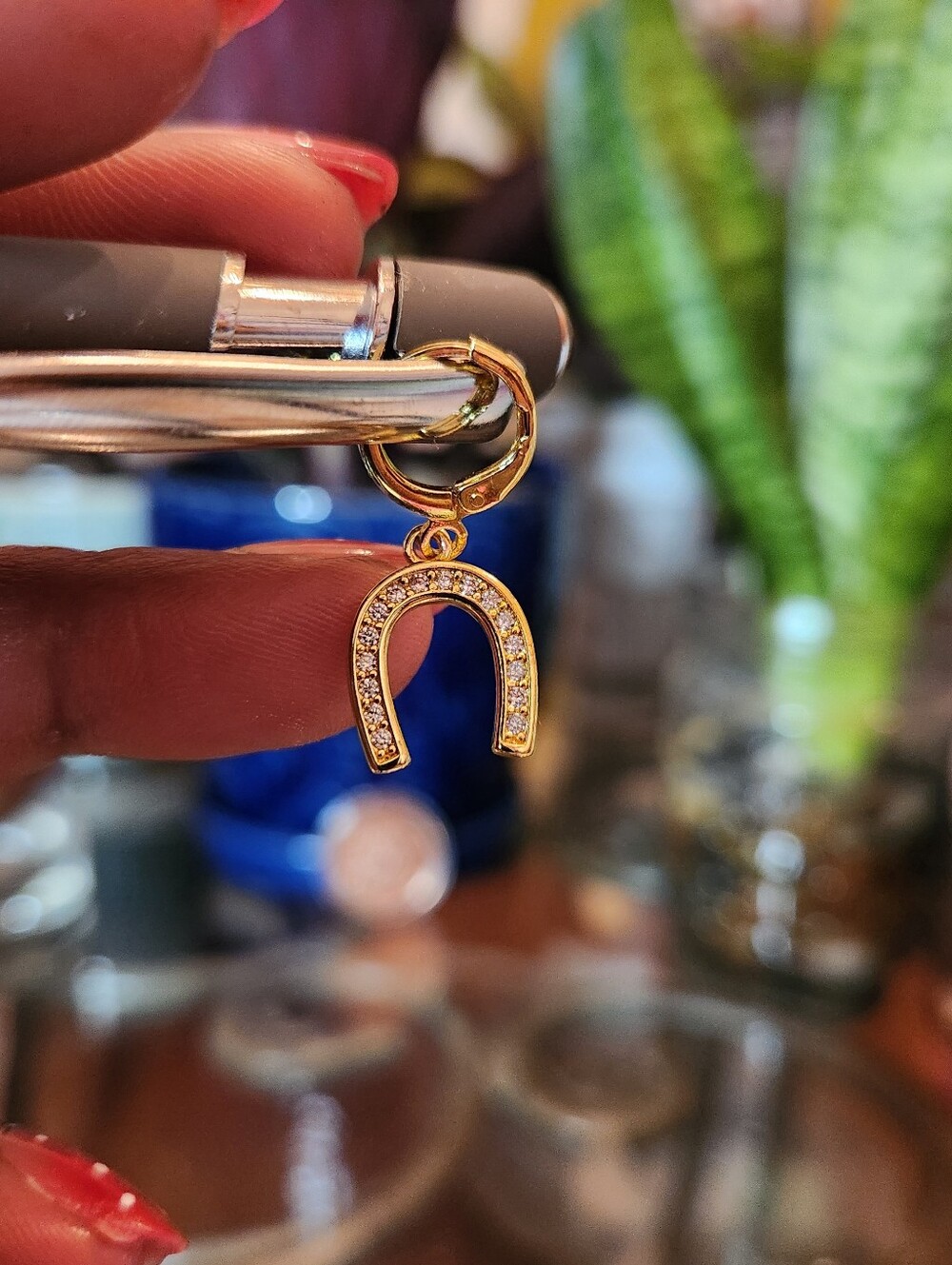 Treasure Jewels Gold Horseshoe Charm Pave CZ
